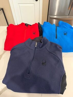 Spyder Men's Red, Royal Blue and Navy Zip-Up Sweater ALL 3 INCLUDED!!!!!